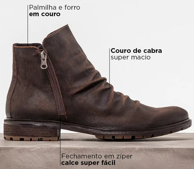 Kit Bota Renegade Masculina em Couro Robusto e Sofisticado + BRINDES: Chapéu, Carteira e Cinto