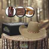 Kit Chapéu Country 6X de Lã Dri-Lex + BRINDES: Cinto, Faca e Carteira